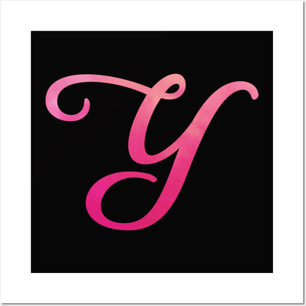 Letter Y Monogram, Pink Color Personalized Design Wall Art by Star58